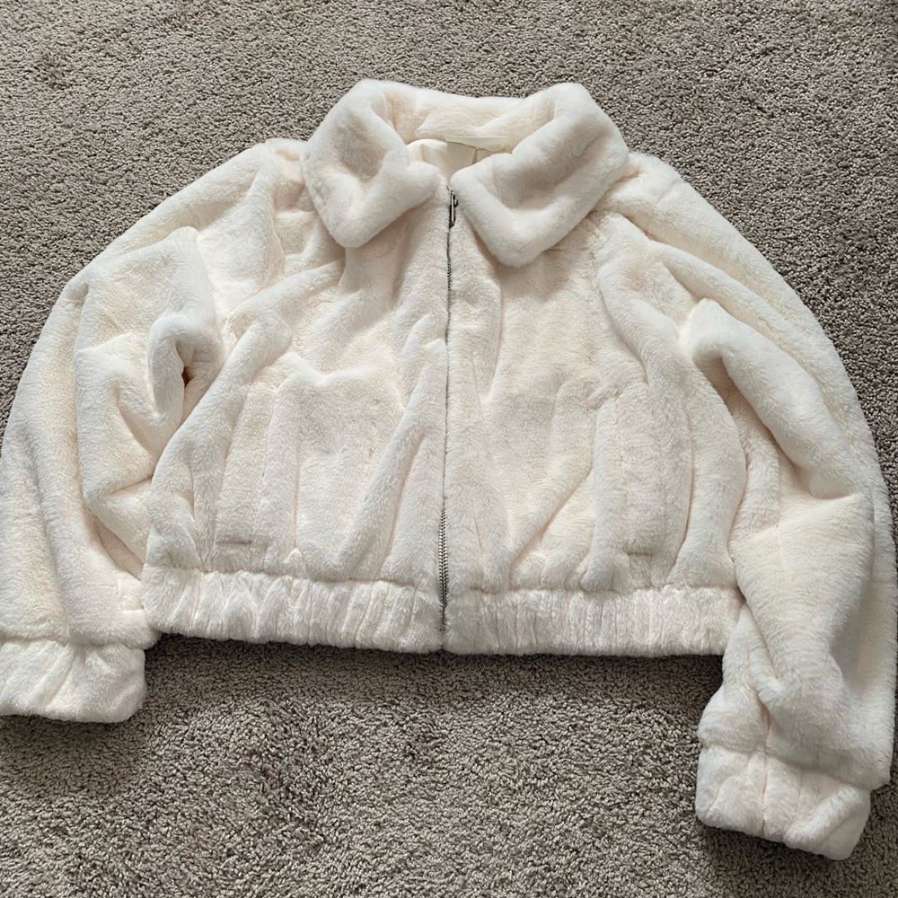 No Boundaries Cream Faux Fur Jacket
